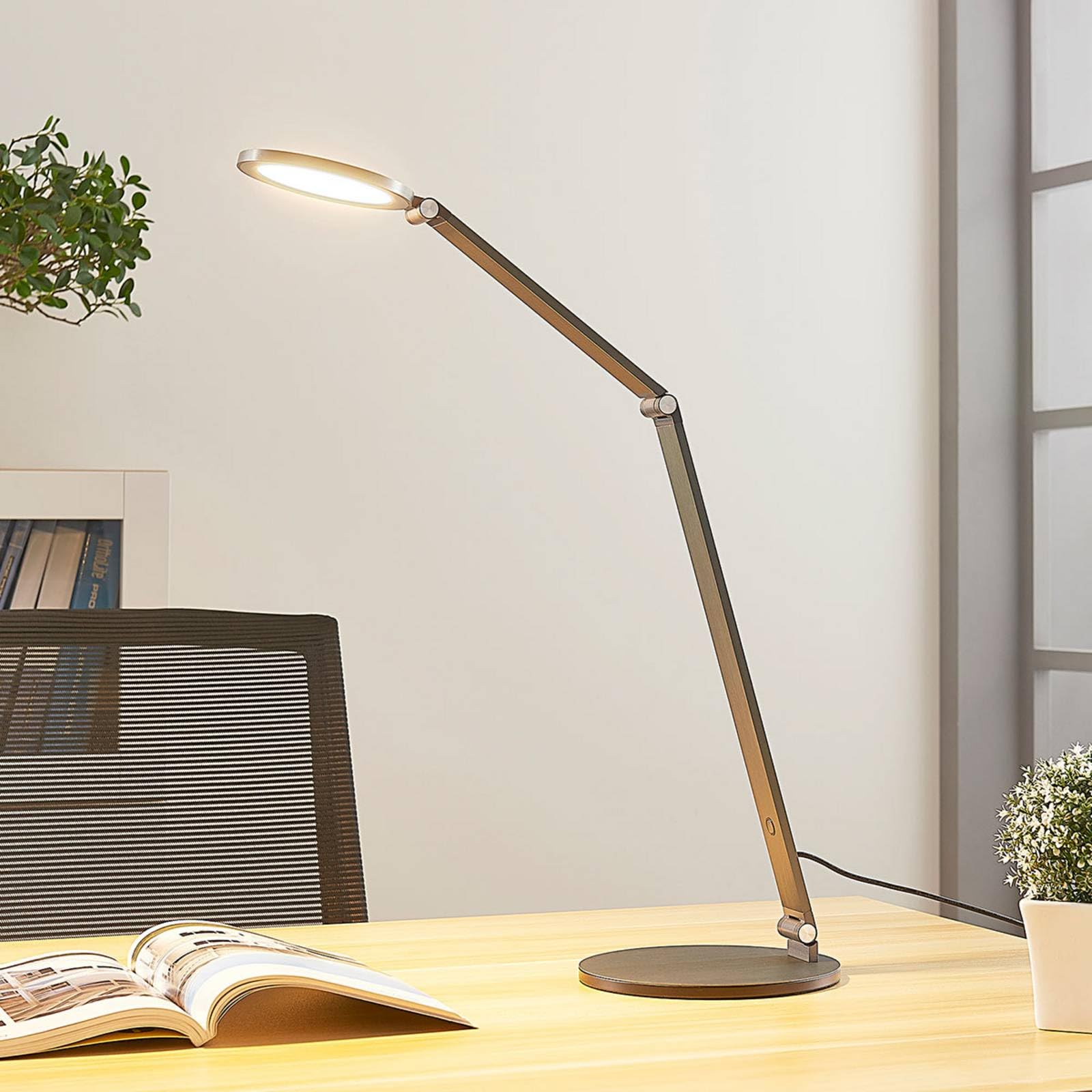 Lucande LED Tischlampe Mion dimmbar (Modern) in Alu aus Aluminium (1 flammig,) - Tischleuchte Schreibtischlampe Nachttischlampe Arbeitszimmerleuchte