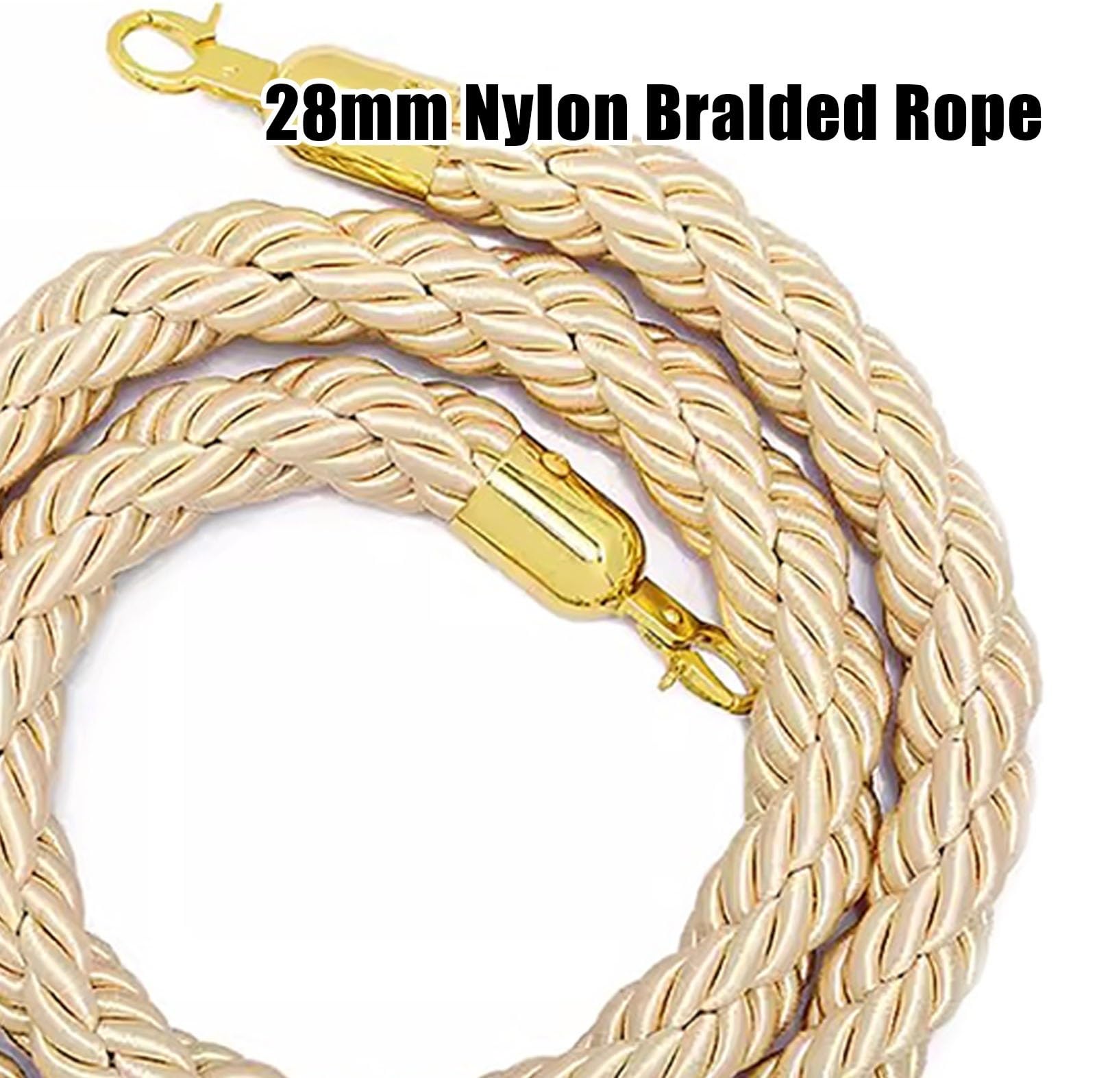 Oracra Stanchion Rope Cream Crowd Control Stanchion Rope - 2pcs, Portable Twisted Hemp Rope Barrier for Hotel Party Wedding, 2ft 3ft 4ft 5ft 6ft 8ft 10ft Handrail Rope(305cm(10ft))