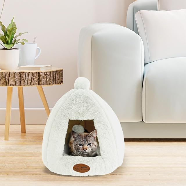 Foto 4 de 7 de PATAM Cama para Perros Pequeños y Gatos, Caseta Gato Antideslizante, Nido de Gato de Suave Tejido de Felpa…