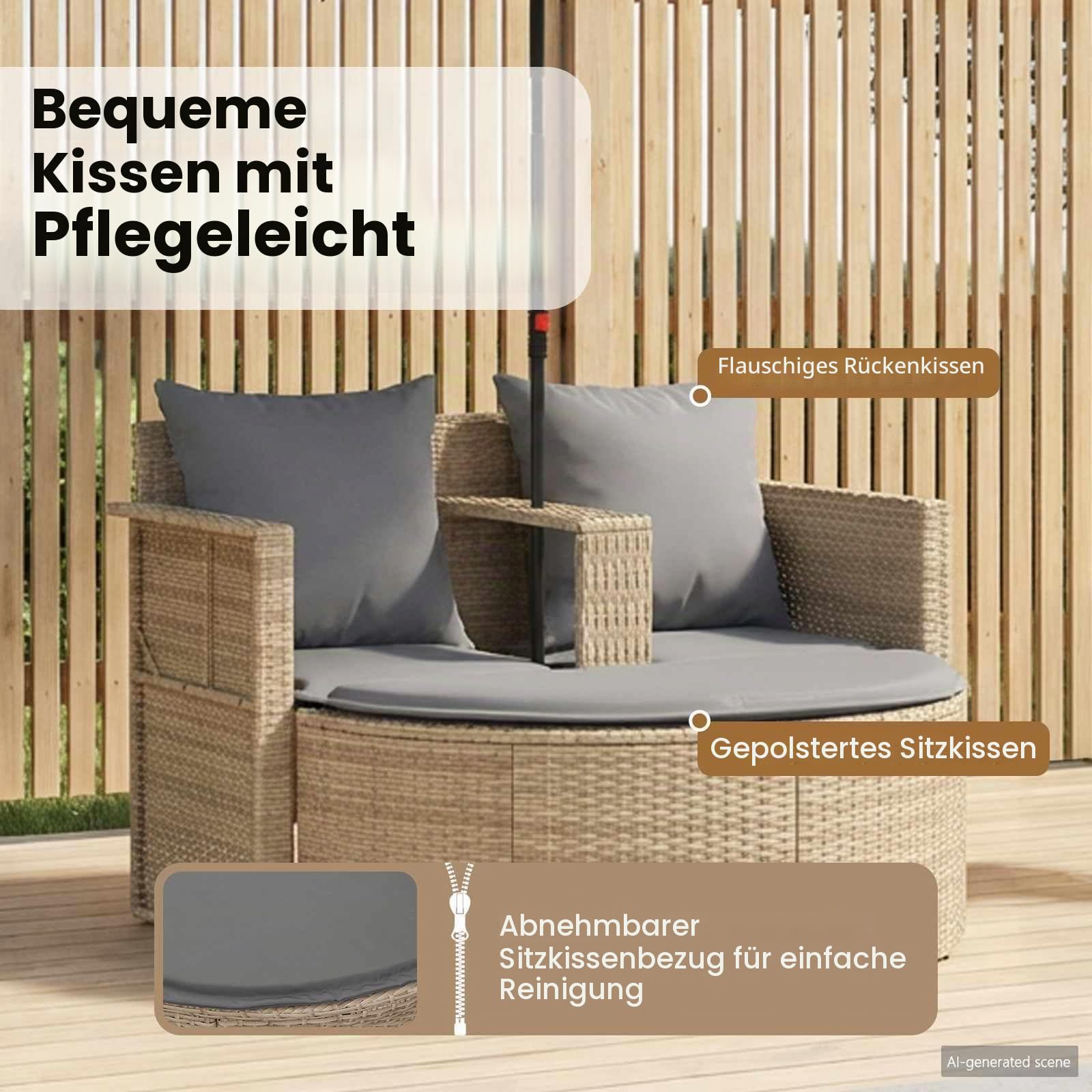 vidaXL Garten-Sofa mit Kissen 8 pcs Beige und Hellgrau Poly-Rattan, Garten-Sofa, Robustes und wetterfestes Möbel für gemütliches Entspannen, moderner Sitzplatz im Freien