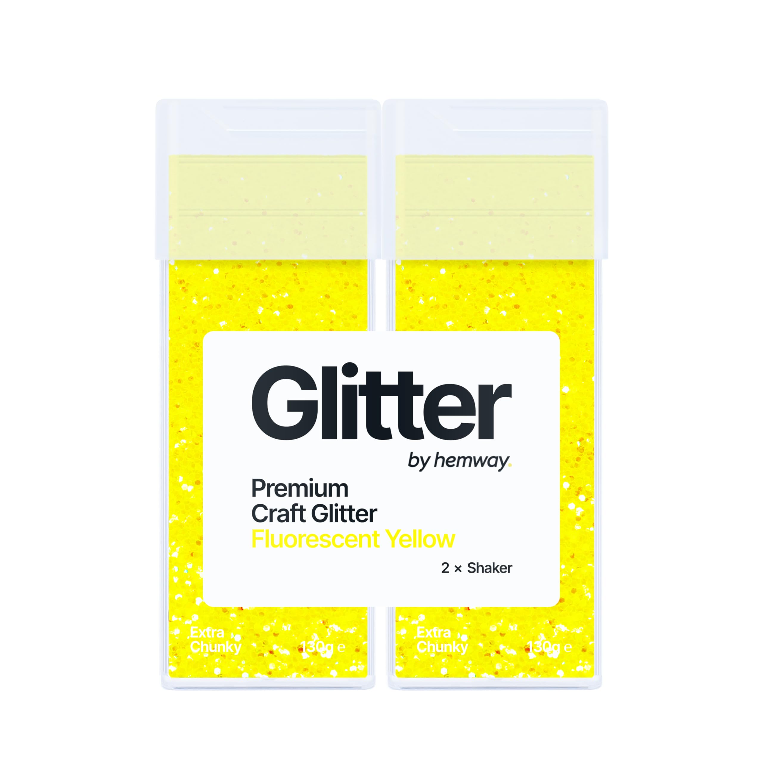 Hemway Glitter Shaker Fluorescent Yellow 130g x2 Pack Extra Chunky, Craft Glitter Shakers for Resin & Epoxy Crafts