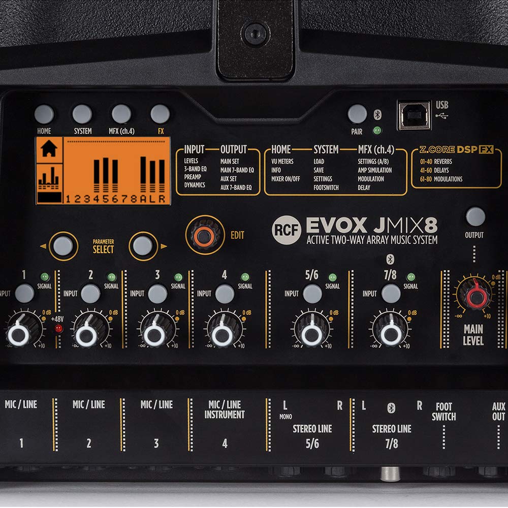 RCF JMix8 Mix-Aktiv-Lautsprechersystem, 1400 W, inkl. digitalem Mischband, PA inkl. Abdeckungen