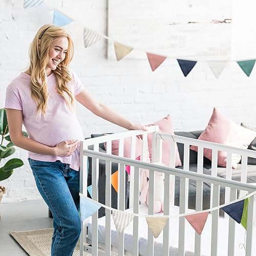 Miniatura 6 de Oudain Banderines de 15.5 pies, 2 piezas de guirnalda triangular para guardería, decoración de guardería, cumpleaños, boda, fiesta, evento, cada una