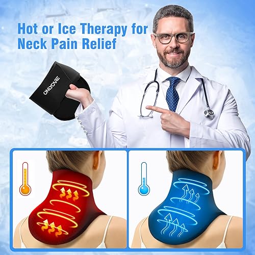 Miniatura 3 de ONLYCARE Gel de envoltura de hielo para el cuello Paquetes de hielo mejorados para cuello reutilizable, compresa caliente y fría, alivio del dolor,
