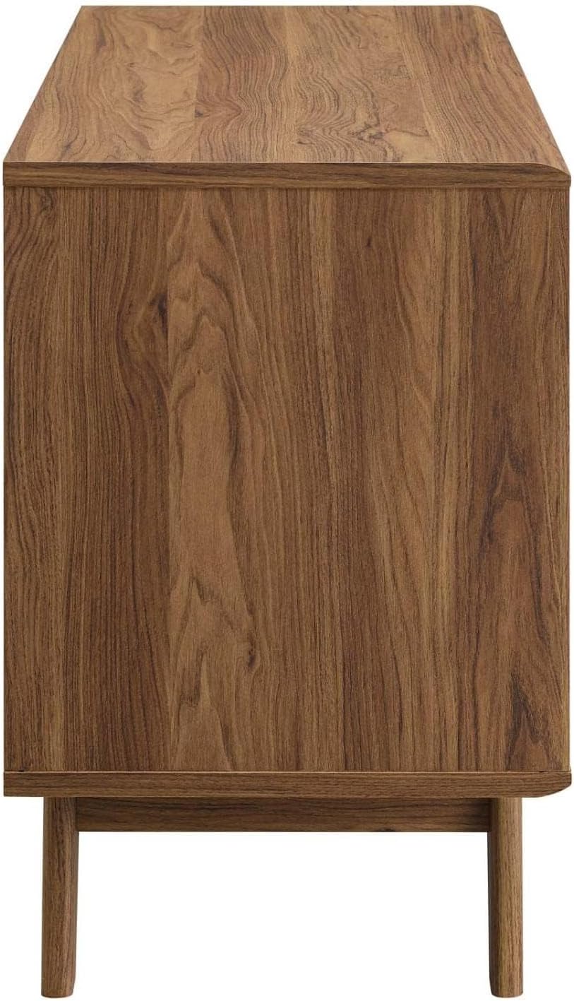 Modway Render Mid-Century Modern Vinyl Record Storage Display Cabinet, 37 Inch, Walnut