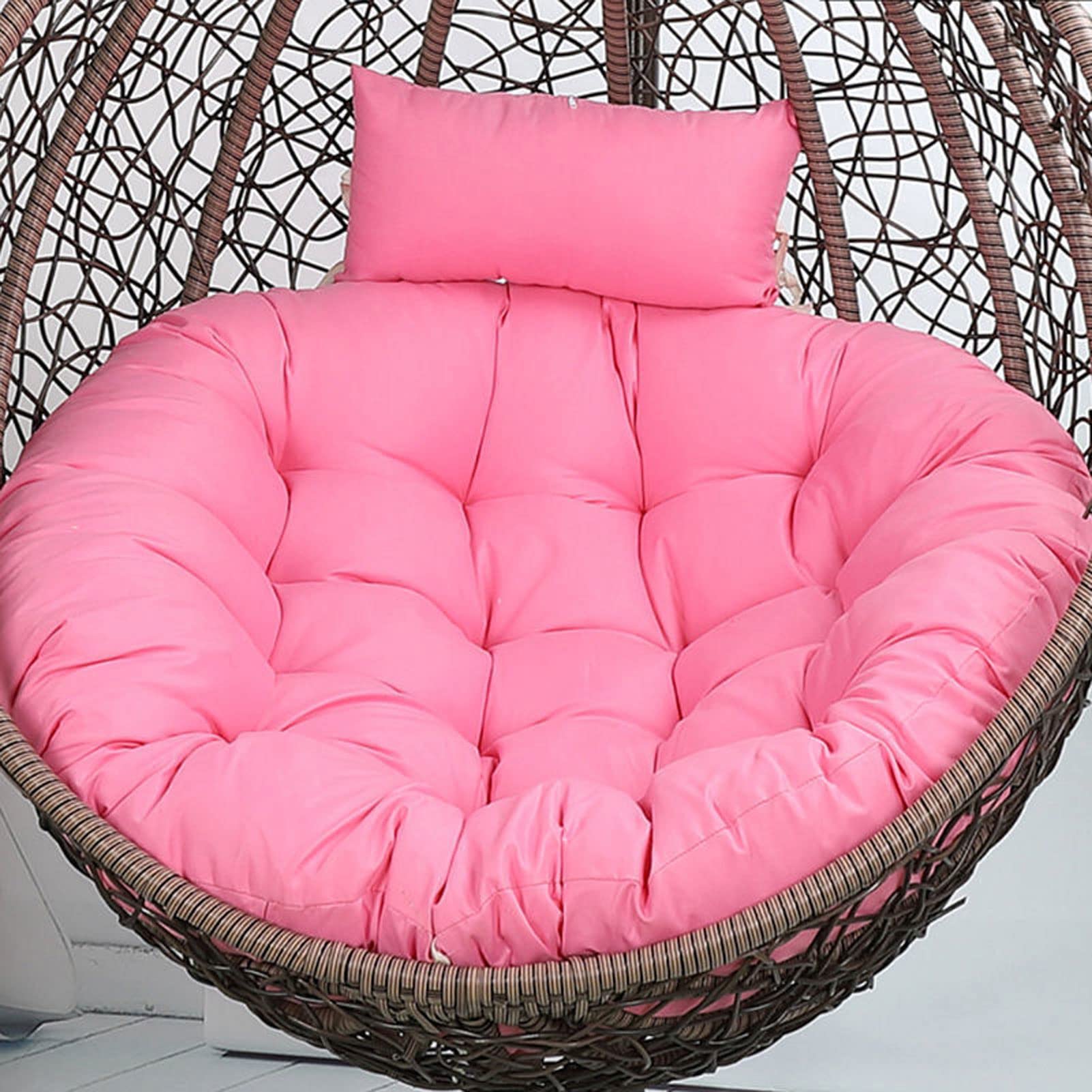 SPXMQSS Swing Cushion Replacement, Hanging Chair Cushion Easy Remove Wash, Hanging Basket Chair Cushions With Straps For Indoor Outdoor Garden Patio Beach (Pink)