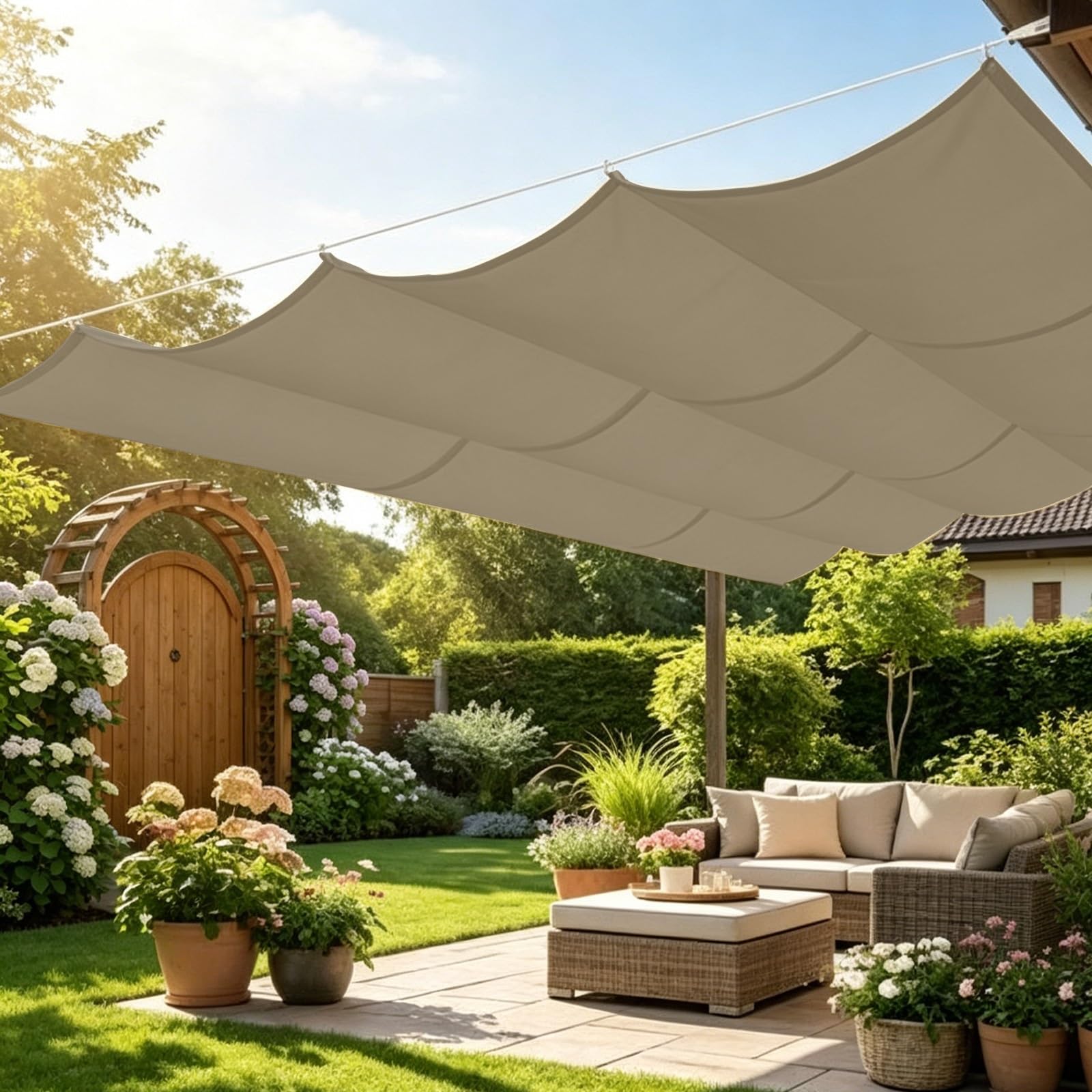 Voile ombrage rétractable contre la pluie et chaleur de terrasse