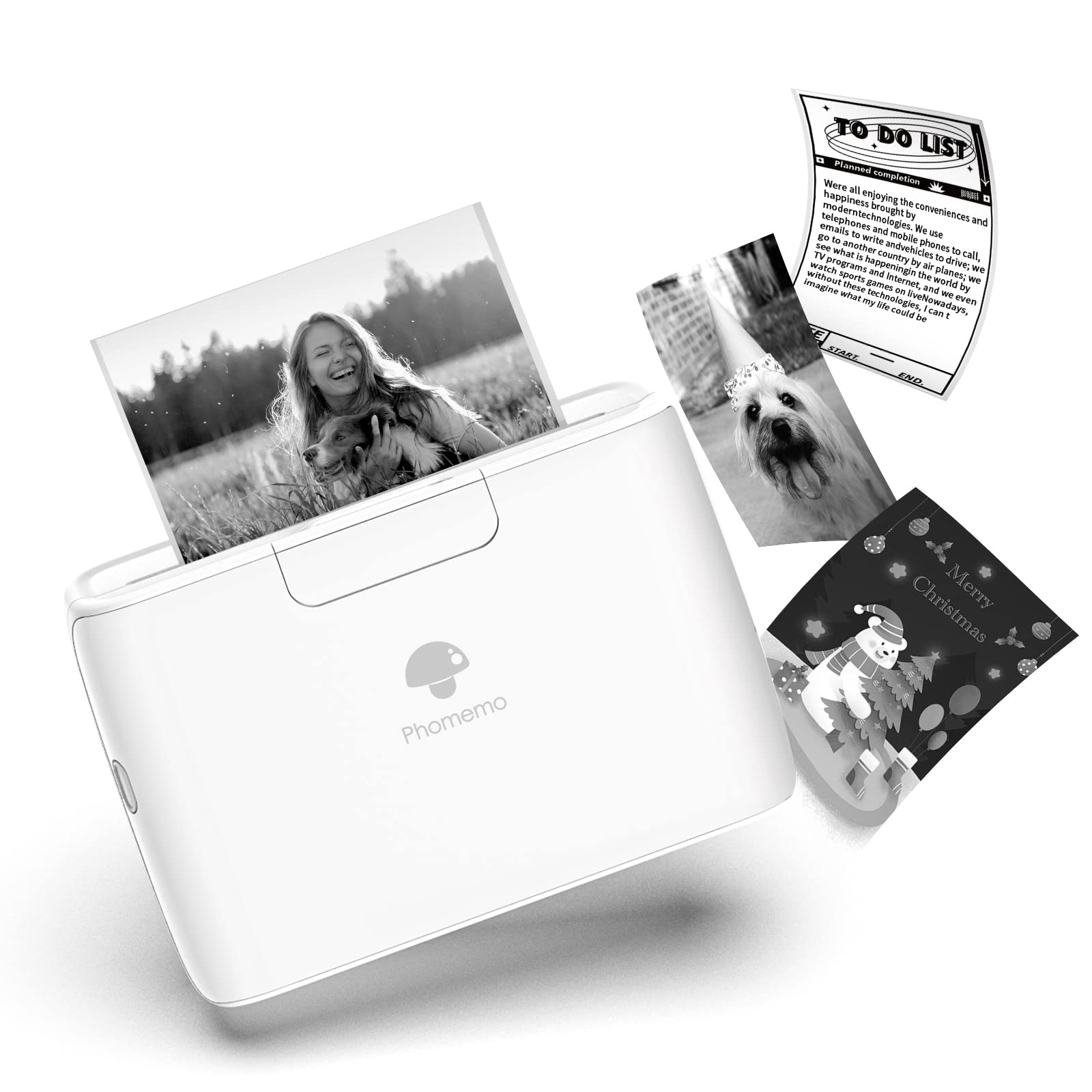 Memoqueen Phomemo M04S Mini Thermal Printer- 4 inch Bluetooth Photo Sticker Maker Printer Machine - Mini Printer Compatible with iOS &Android for Document, Notes, Sticker, Photo, Label, Journal, White