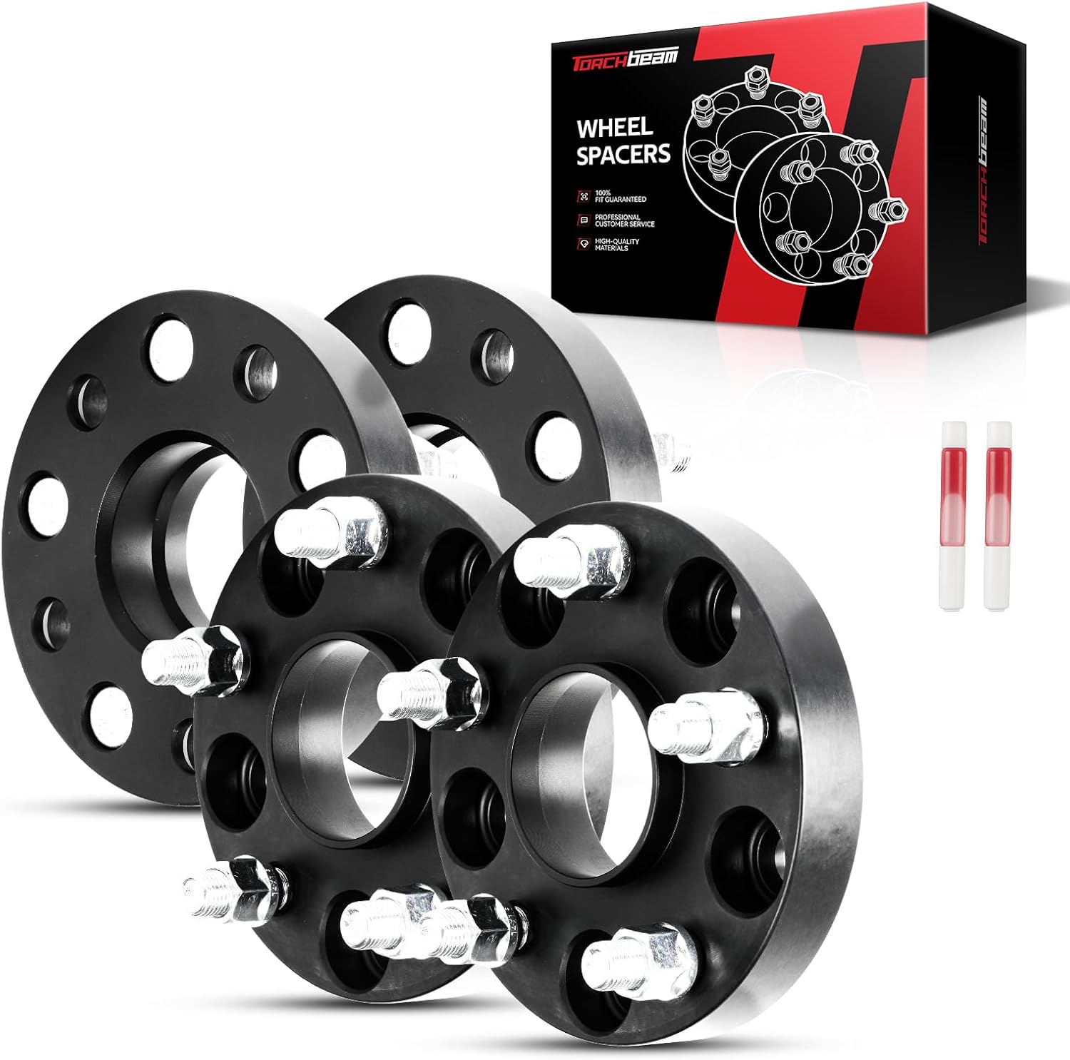 Torchbeam 5x120 Wheel Spacers 1 inch, Hub Bore 64.1 mm, Thread Pitch M14x1.5, Spacers for Pilot, Odyssey, MDX, Ridgeline, Passport, TL, TLX, RL, RLX, Civic, ZDX, Hubcentric