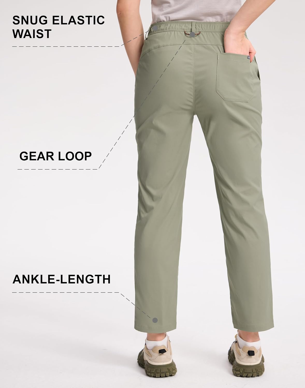 Pioneer Camp Women's Golf Pants 7/8 Ankle Hiking Pants Lightweight with 4 Pockets Quick Dry Dress Pants for Work Travel