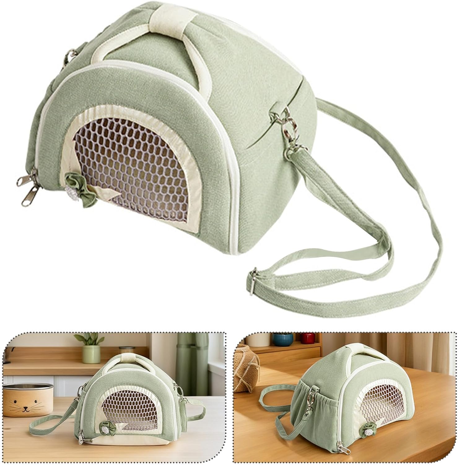 Breathable Pet Carrier Bag for Small Animals, Portable Hamster Travel Pouch with Anti-Lost Design, Lightweight Shoulder Pet Carrying Bag for Sugar Gliders, Guinea Pigs, and Rats,