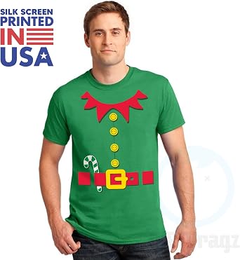 DIRTYRAGZ Holiday Costume Tshirts for Men - Santa Christmas Elf Shirts for Unisex Adults