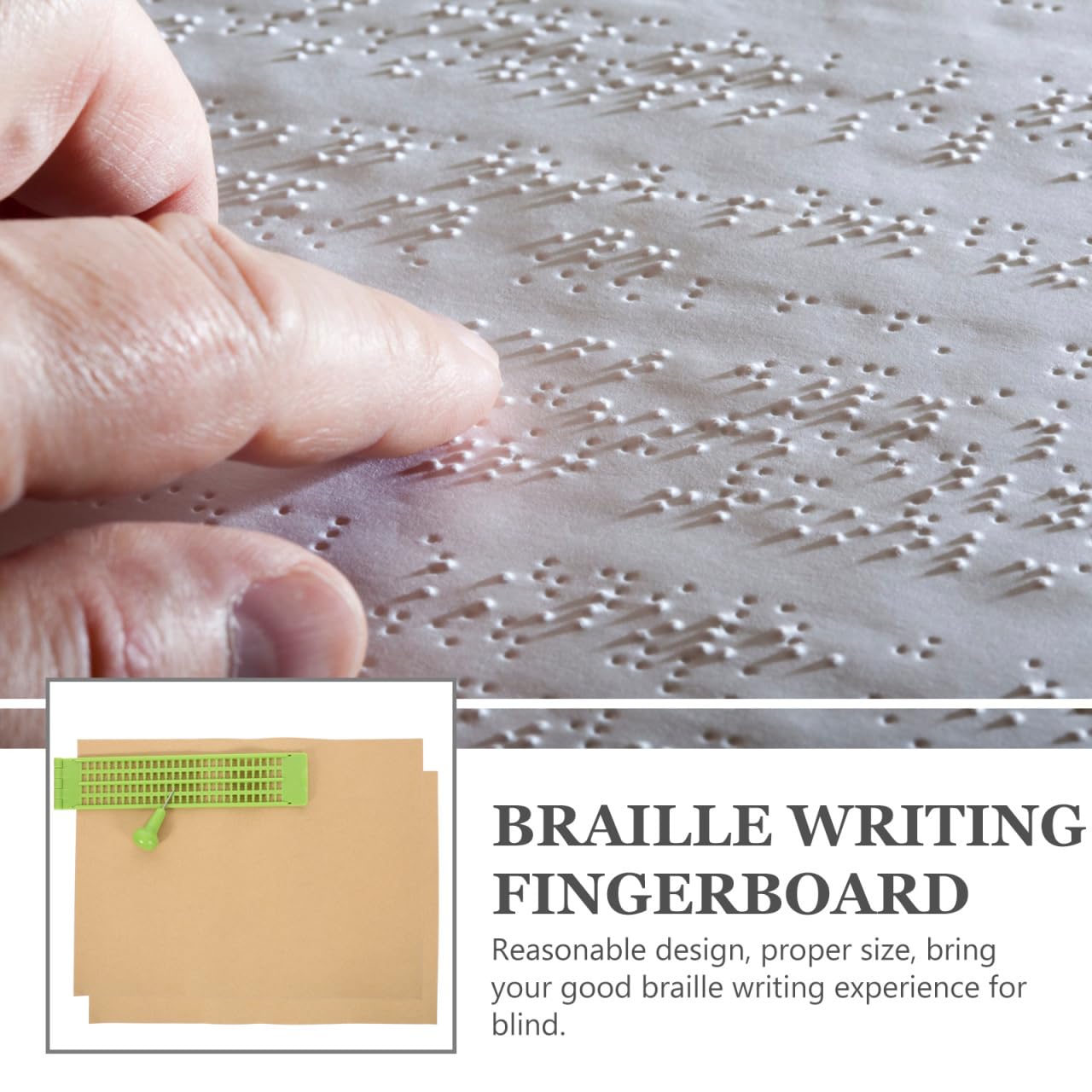 ERINGOGO Braille - Set di scrittura con scrittura cieca, penna e fogli di esercizio, per apprendimento e utilizzo di braille, resistente, leggero e portatile, design pratico per ottimali