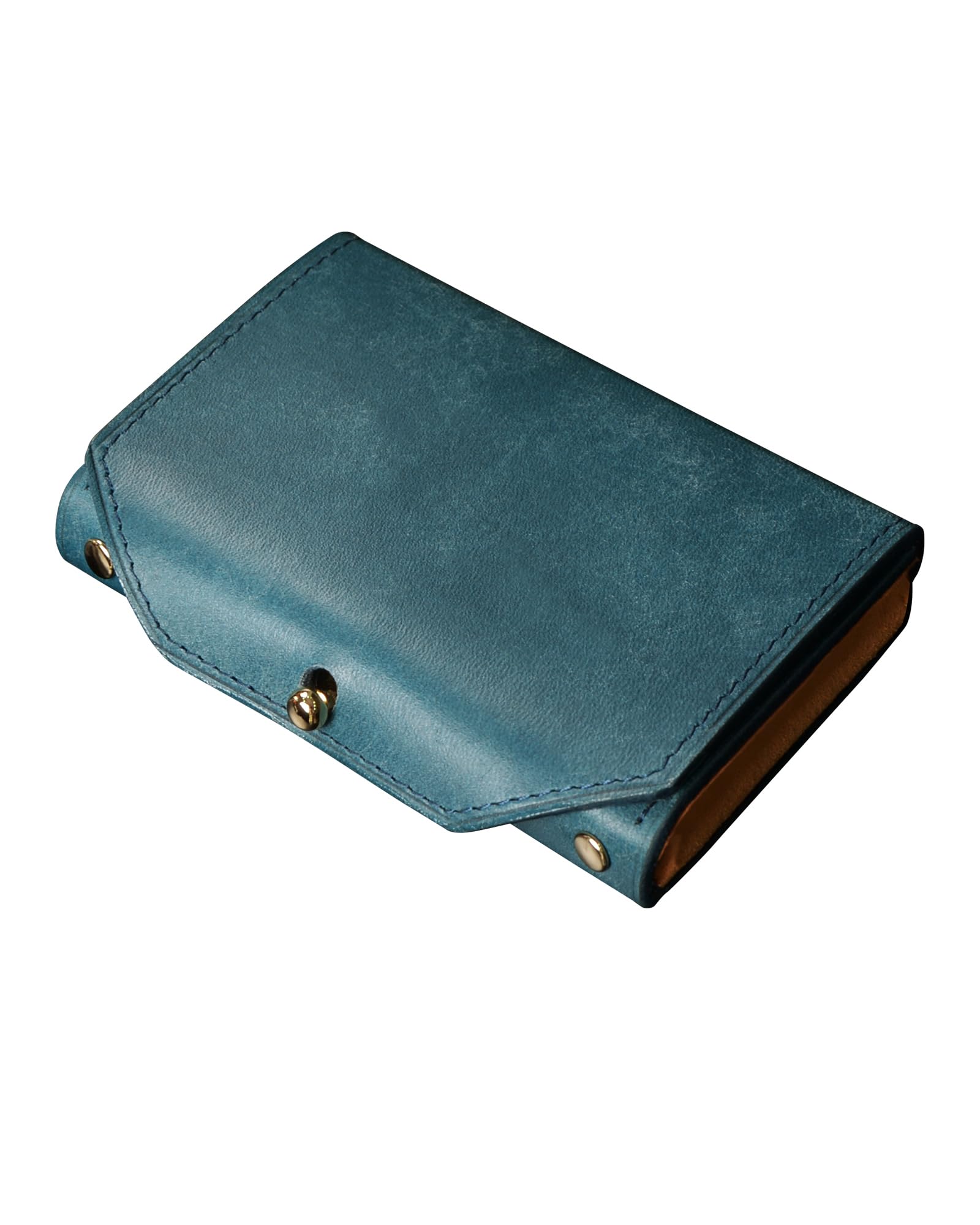 Kawaoto Pueblo Leather Business Card Holder Navy Made in Japan 25 Card