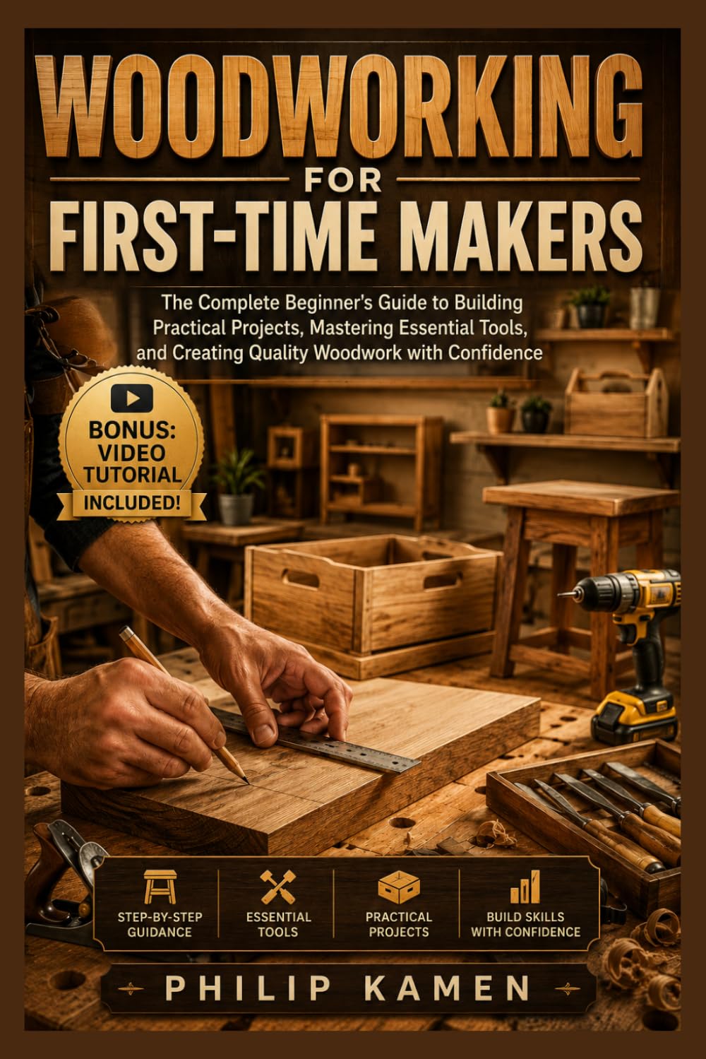 WOODWORKING FOR FIRST-TIME MAKERS: The Complete Beginner’s Guide to Building Practical Projects, Mastering Essential Tools, and Creating Quality Woodwork with Confidence