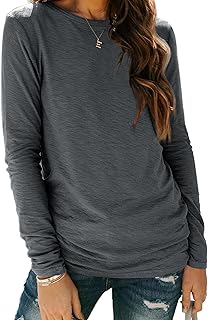 AUTOMET Camisetas básicas de manga larga y con cuello redondo para mujer, atuendo de otoño