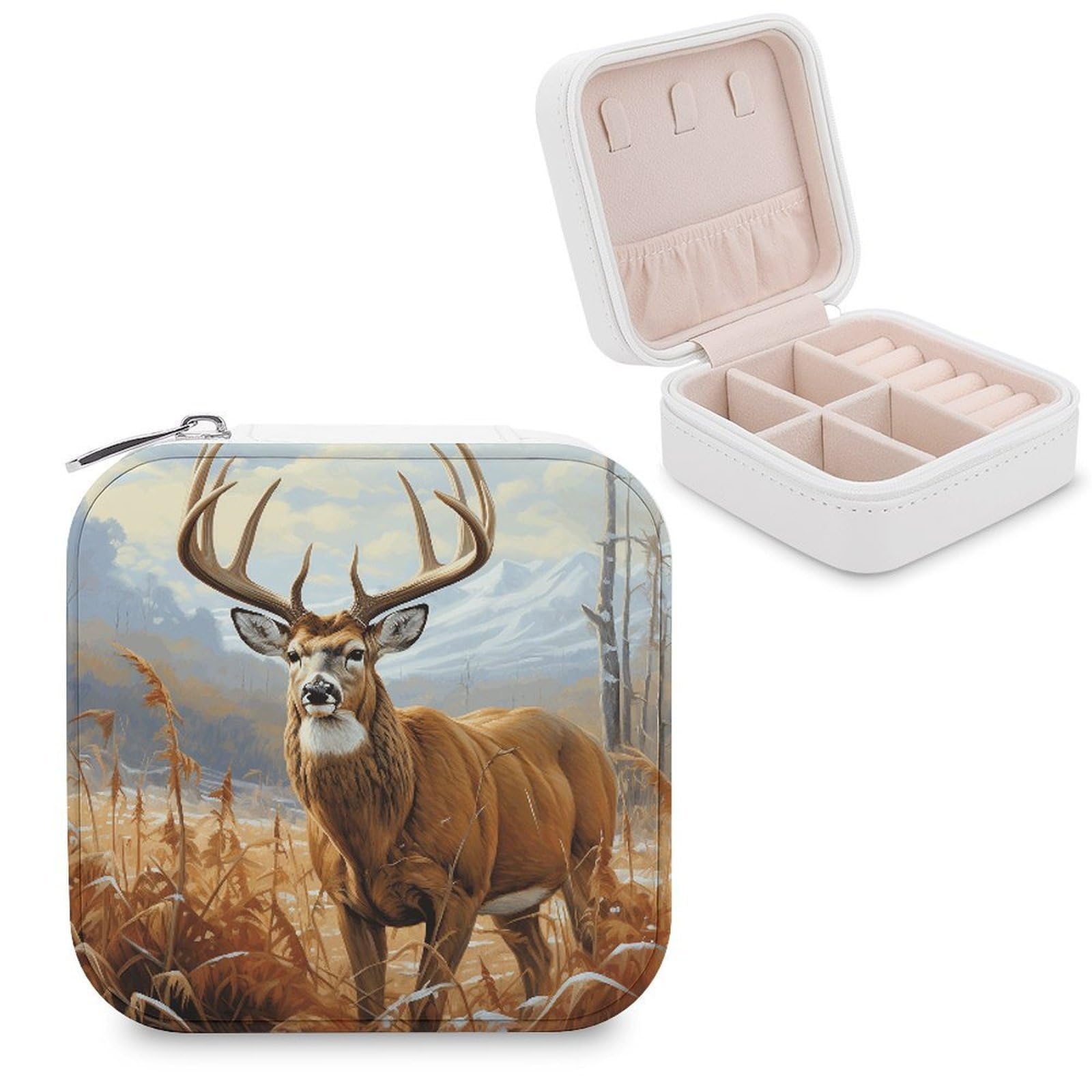 VstaDank Buck Deer Jewelry Box Beautiful Portable Ring Boxes Cute Large-Capacity Jewelry Case Jewelry Organizer for Mothers Gifts for Earrings Rings Hand Bracelet