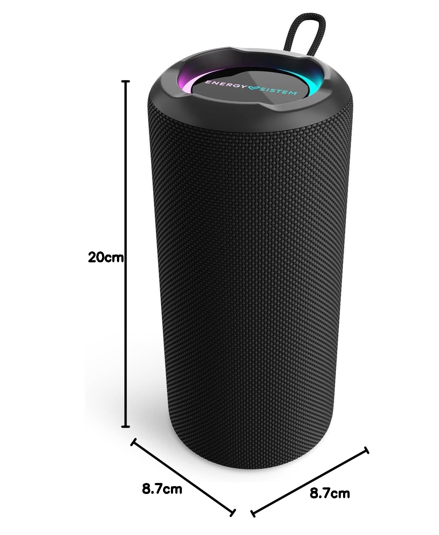 Energy Sistem Soundbliss Altavoz Bluetooth Potente 40W y Portatil TWS 12H Autonomia IPX6 Resistente al Agua Sostenible Plastico Reciclado Luces LED USB y MicroSD para Exterior e Interior Negro