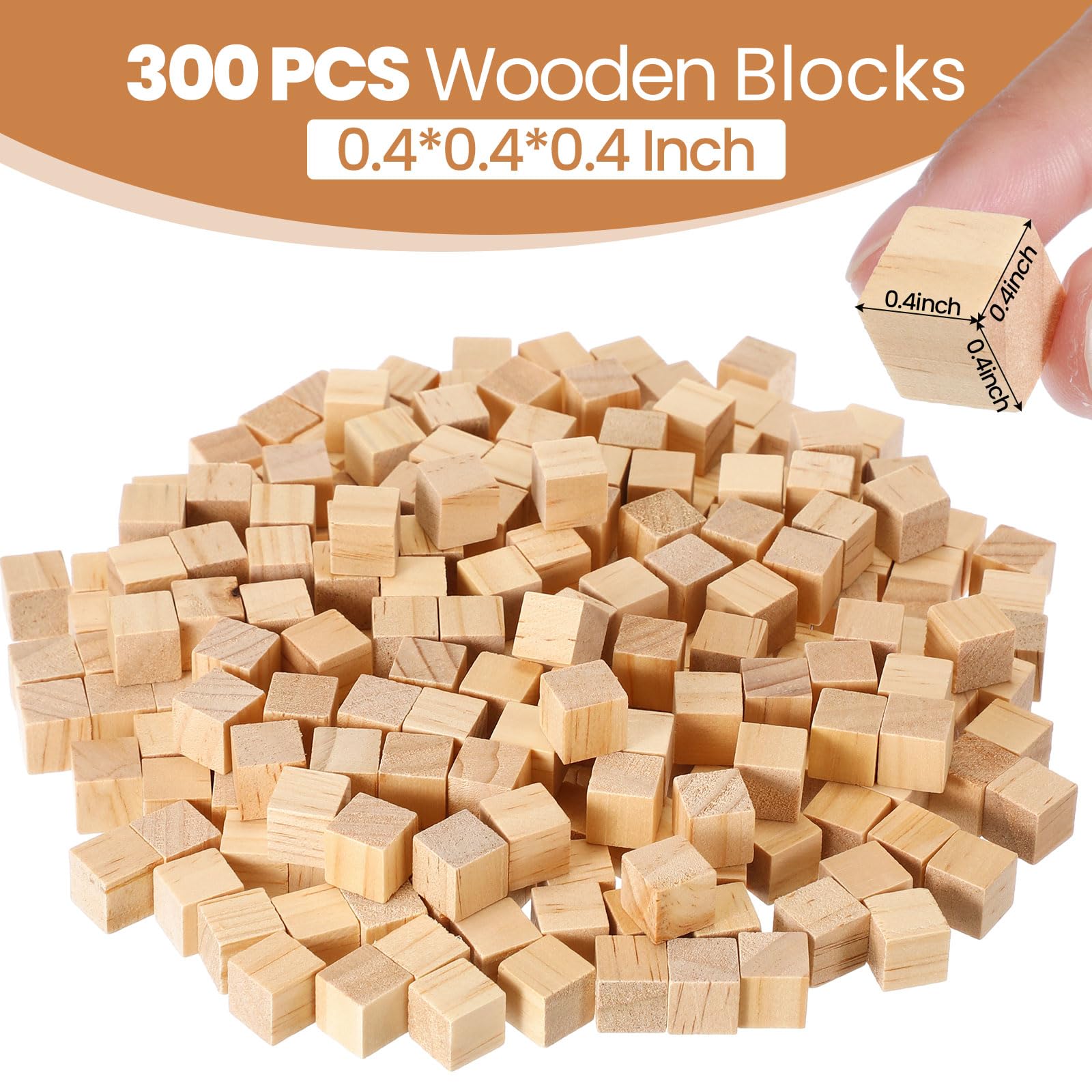 Snapklik.com : 300 Pcs 0.4 In Wooden Cubes, Unfinished Blocks For ...