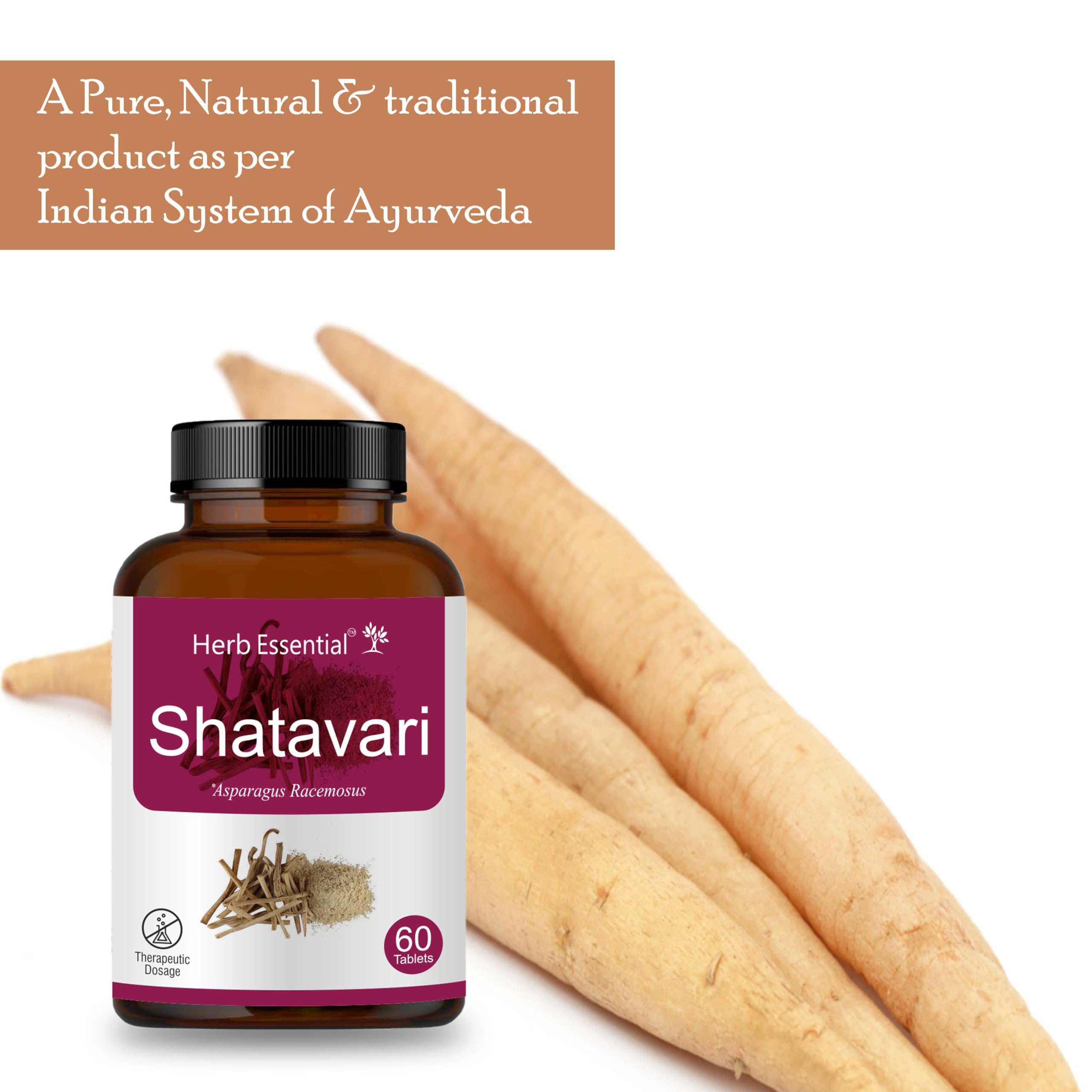 Herb Essential Shatavari 500mg Tablet | Hormonal Balance | Women Wellness Supplement |Promotes lactation |100% Pure & Natural | 60 Tablets - Image 4 thumbnail