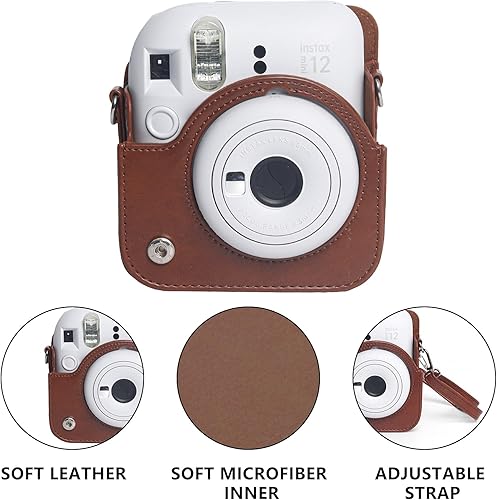 Miniatura 3 de wogozan Funda protectora para cámara instantánea Fujifilm Instax Mini 12  Funda de piel premium con mini álbum de fotos y correa extraíble y