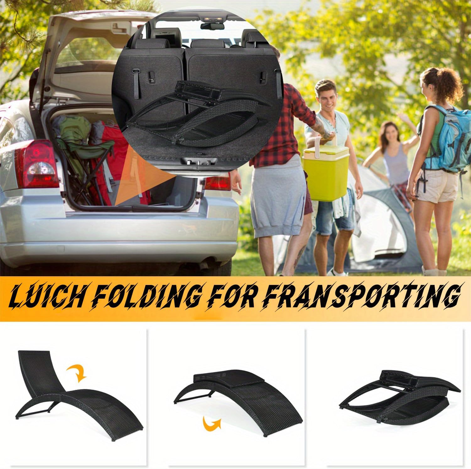 (5-9 Days delivery) Foldable Patio Rattan Lounge Chair, Portable Outdoor Wicker Chaise Lounger w/Removable & Cushion, All Weather Outdoor Furniture for Garden Poolside Lawn Balcony Patio