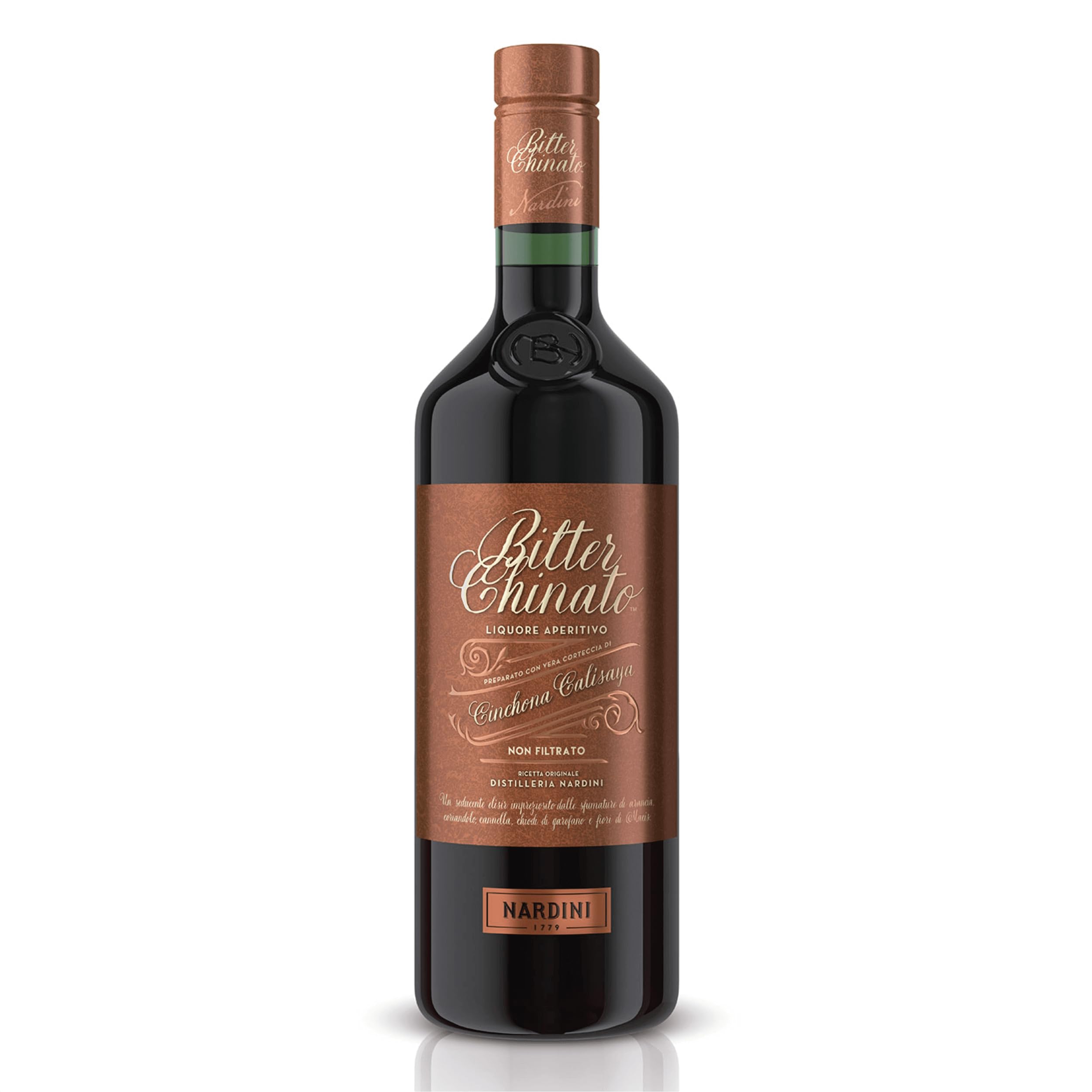 NARDINI Bitter Chinato 27% vol. - italienischer Aperitif-Likör, mit komplexen Noten von Chinarinde, Enzian, Bitter-Orangen und Wermut - bitter, süßer Aperitif mit Noten von Kräutern (1 x 1,0l)