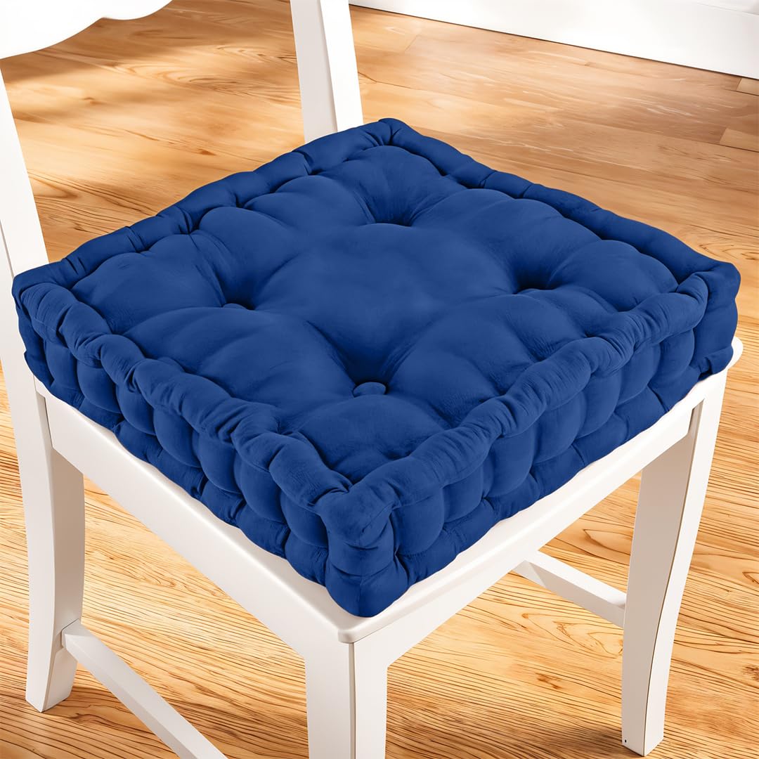 ZZZMRH Chair Cushions Booster Seat - 45cm x 45cm Outdoor Cushions - Garden Chair, Car Seat Cushions 100% Cotton Floor Cushion - Soft Touch Seat Pad For Elderly, WheelChair, Post-Operative - Navy