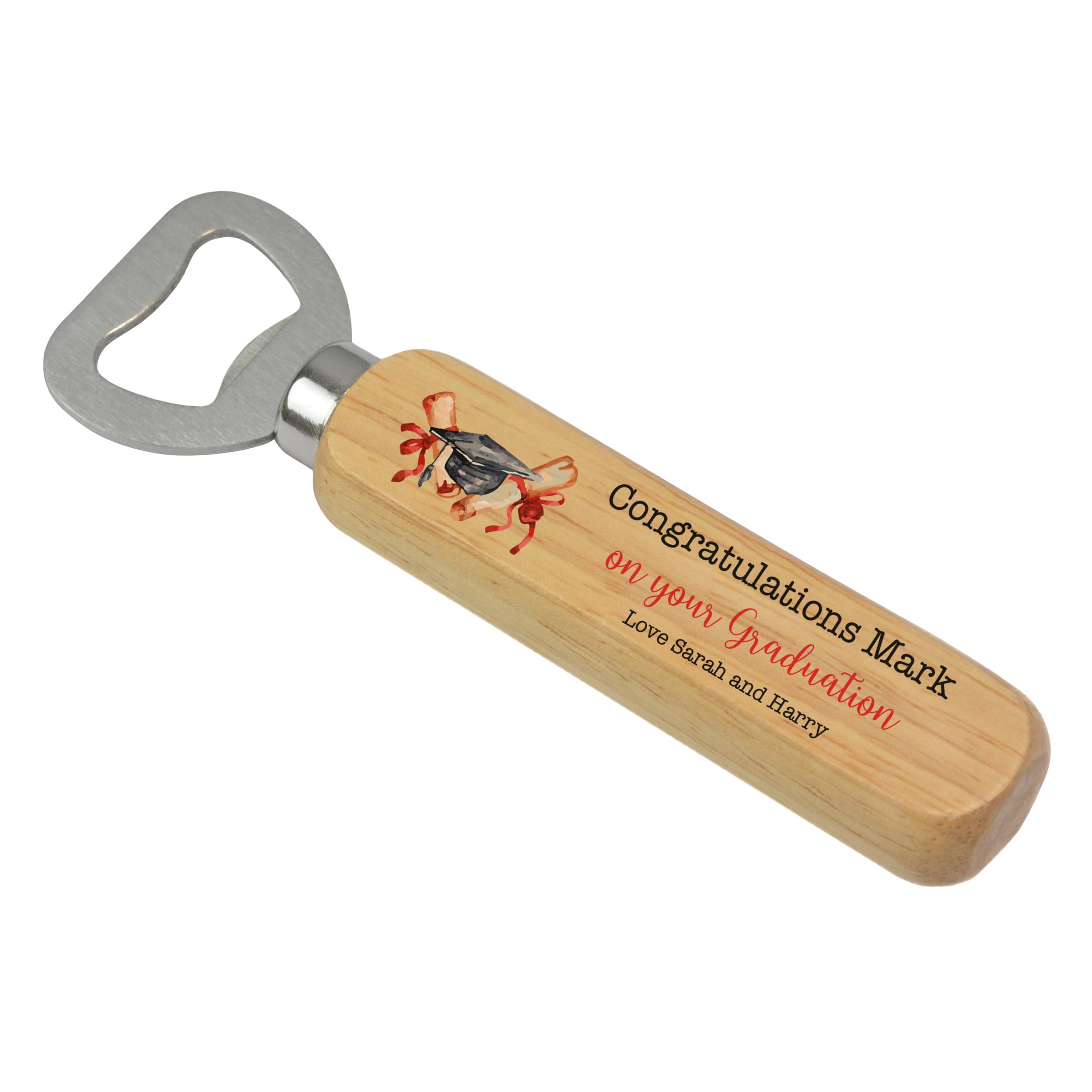Beecreative Personalised Graduation Gifts For Him, Men, Son, Grandson, Brother - Graduation Wooden Beer Bottle Opener Gift