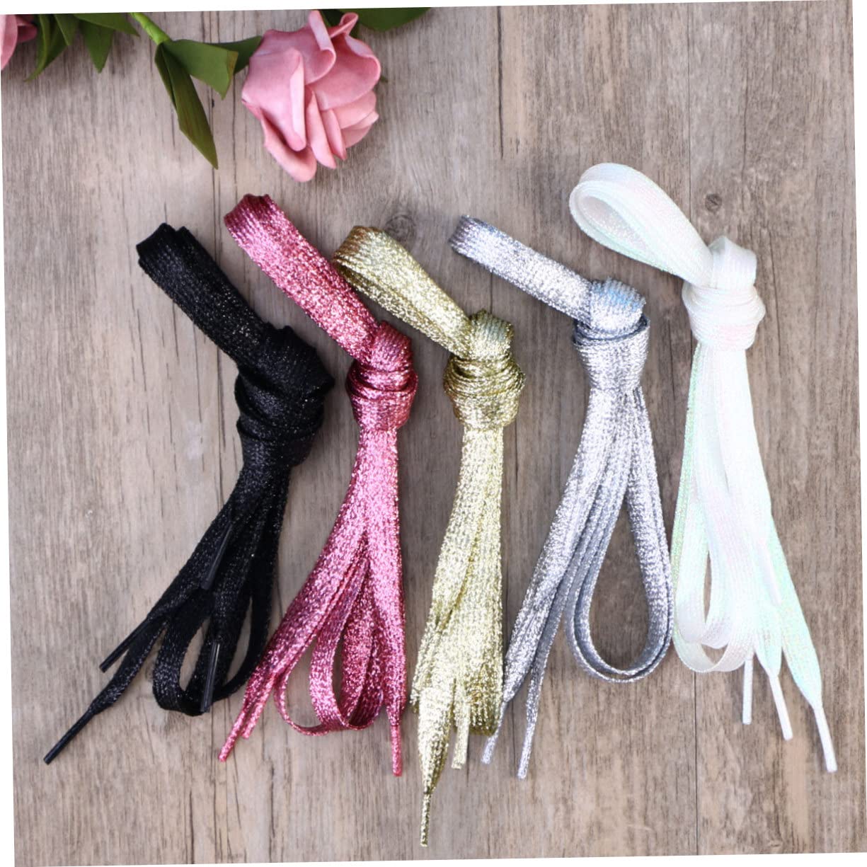 KOMBIUDA 1.1m Lacci Piatti Glitterati Da Lacci Colorati Per Scarpe Da Ginnastica Scarpe Sportive e Di Tela Resistente e Flessibile