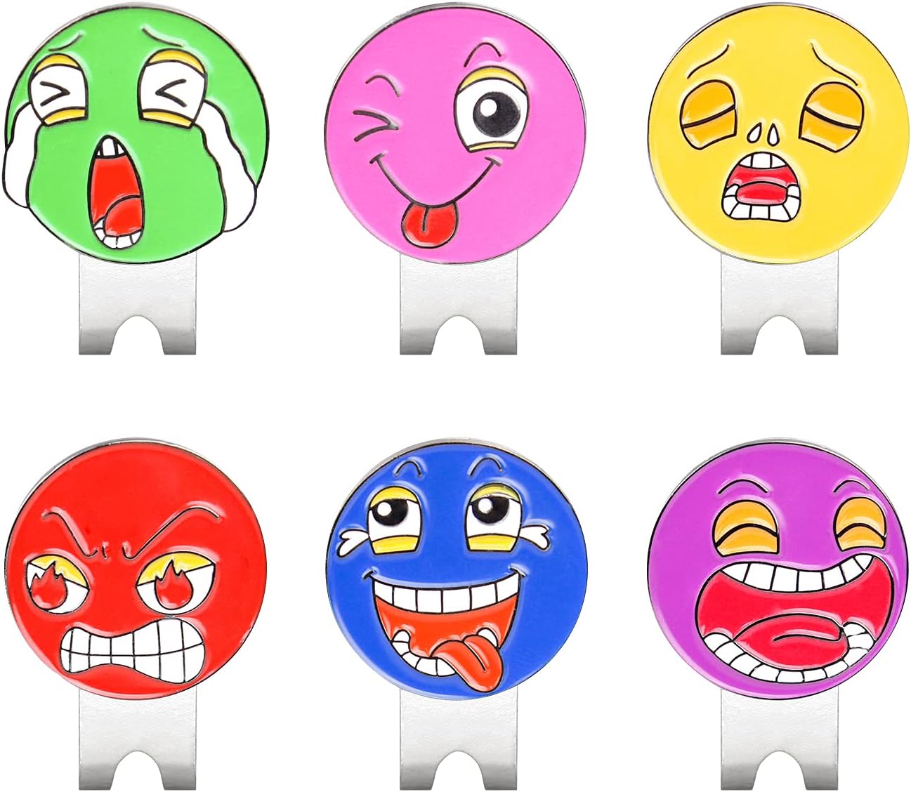 MYKUJA Golf Ball Markers Hat Clip with Funny Expressions Add More Interest for Golfers, Premium Gift Pack of 6 : Everything Else