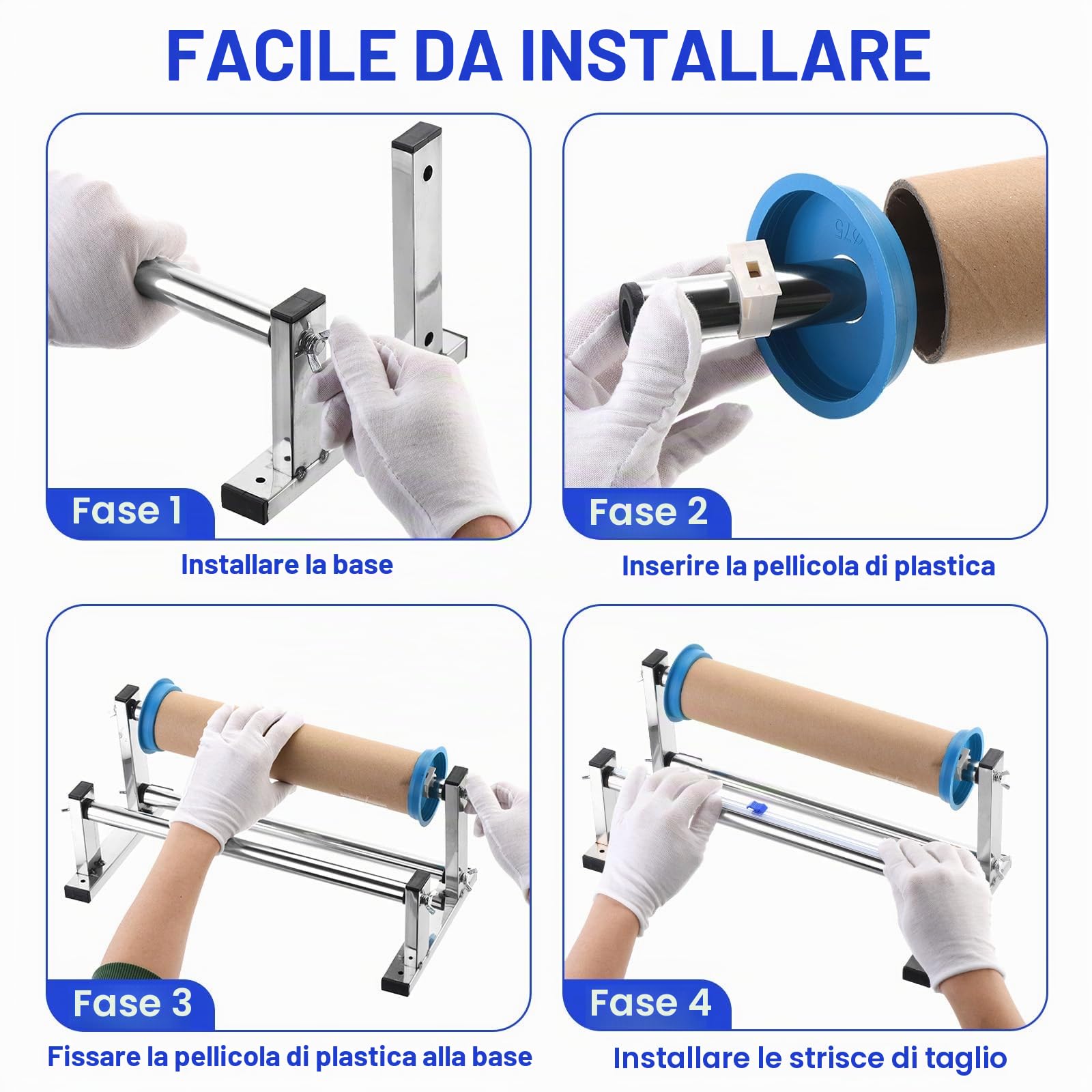 PATIKIL Estensibile Avvolgi Erogatore Estensibile Pellicola Erogatore Macchina Pallet Inox Acciaio con 4pz Pellicola Slide Taglierina per 35 cm/13,8" Estensibile Avvolgibile