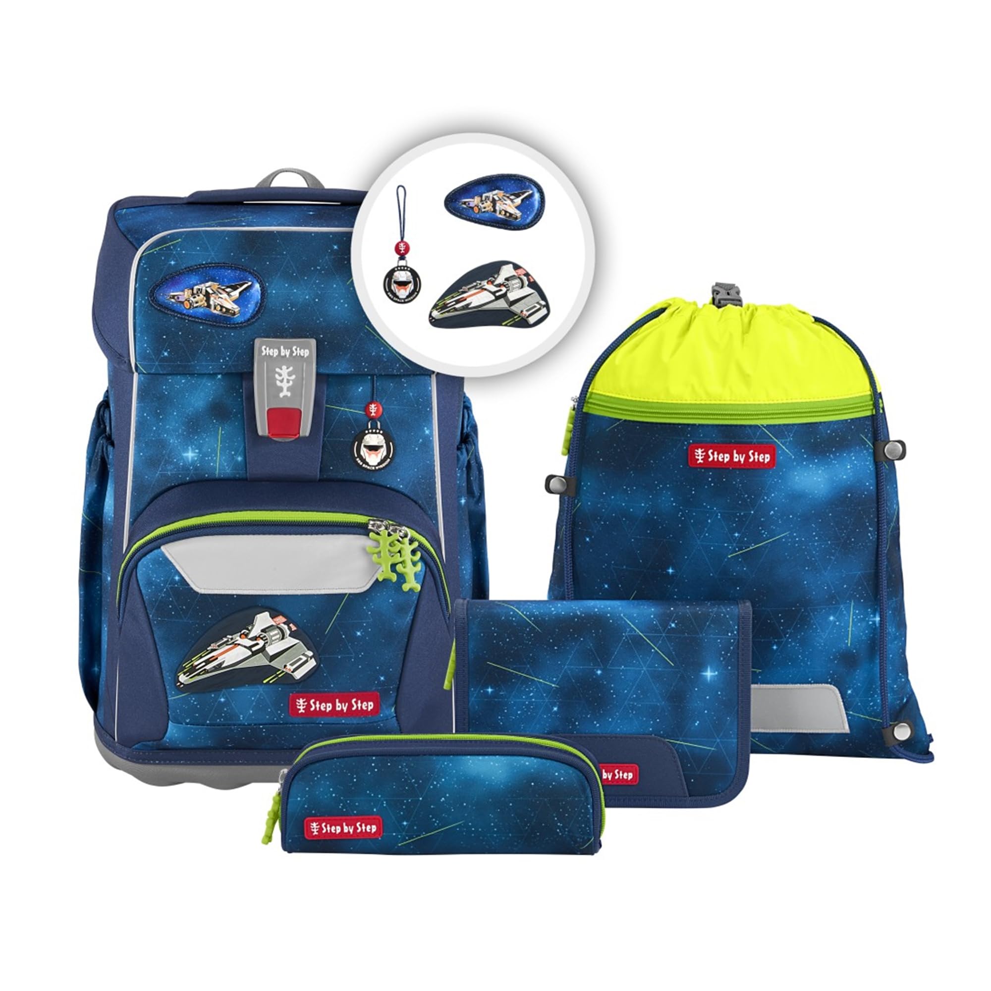 Step by Step Giant Schulranzen-Set „Starship Galactus“ (5-teilig), blau