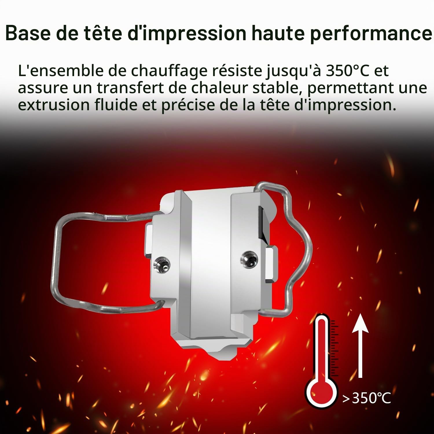 Hotend Chauffage Assembly & 2PK 0.4MM Buse pour Kobra X 3D Priner Élément de chauffage Kit Élément de chauffage Extrudeur de buse durcie extrémité chaude pour Anycubic Kobra X Accessoires