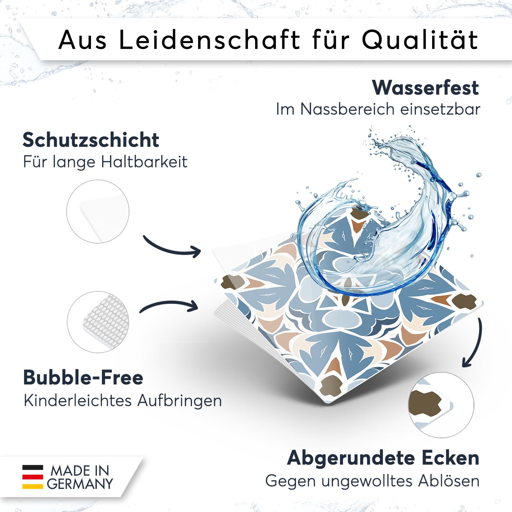 CREATISTO Mosaik Klebefliesen Stickerfliesen Fliesenfolie - Hochwertige Sticker Aufkleber für Wandfliesen I Stickerfliesen - Mosaikfliesen für Küche, Bad, WC Bordüre (15x20 cm I 18 -Teilig)