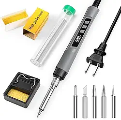 Kit de ferro de solda, pistola de solda com display digital para eletrônicos, cinza