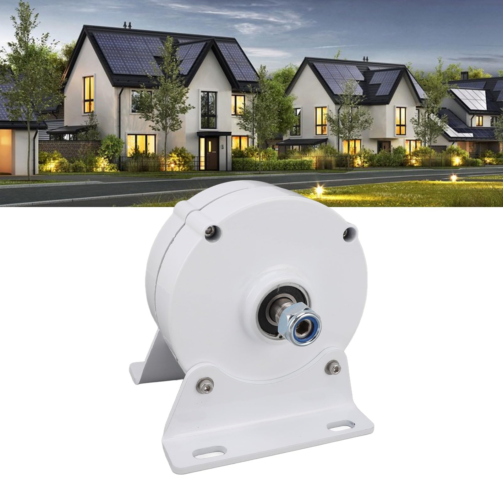 Generatore CA Trifase, Generatore Elettrico a Magneti Permanenti Design Compatto a Doppio Albero Ad Alta Efficienza 12V con Base per Turbine Eoliche Verticali o Orizzontali (200W)