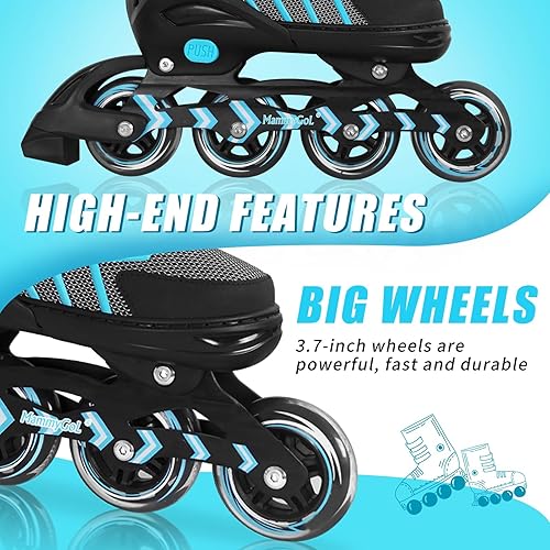 Miniatura 4 de MammyGol Patines en línea para adultos y niños, patines ajustables agresivos duraderos con ruedas gigantes, patines de alto rendimiento para
