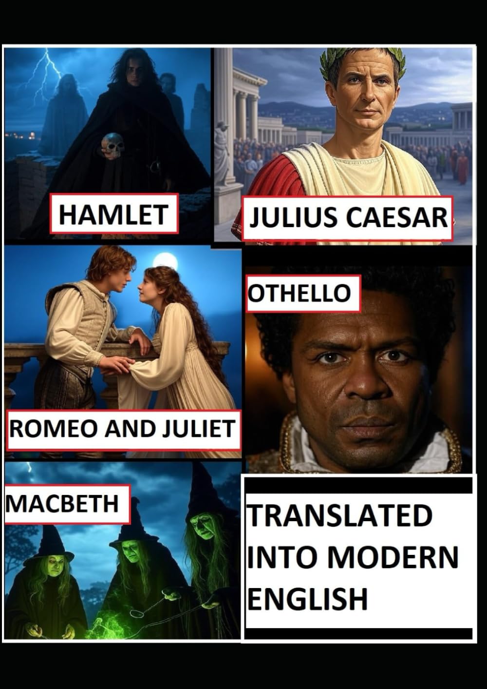 Hamlet, Macbeth, Othello, Romeo & Juliet, and Julius Caesar: Shakespeare’s Tragedies in Modern English: Original Plays Translated to Modern, Easy-to-Understand English (Zak's Translation)