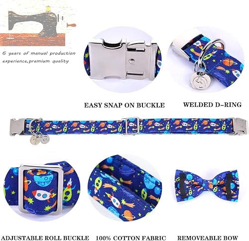 Miniatura 3 de DOGWONG Collar de perro con pajarita suave y cómodo, collar de verano azul para perro, desmontable y ajustable, collar de pajarita de verano para