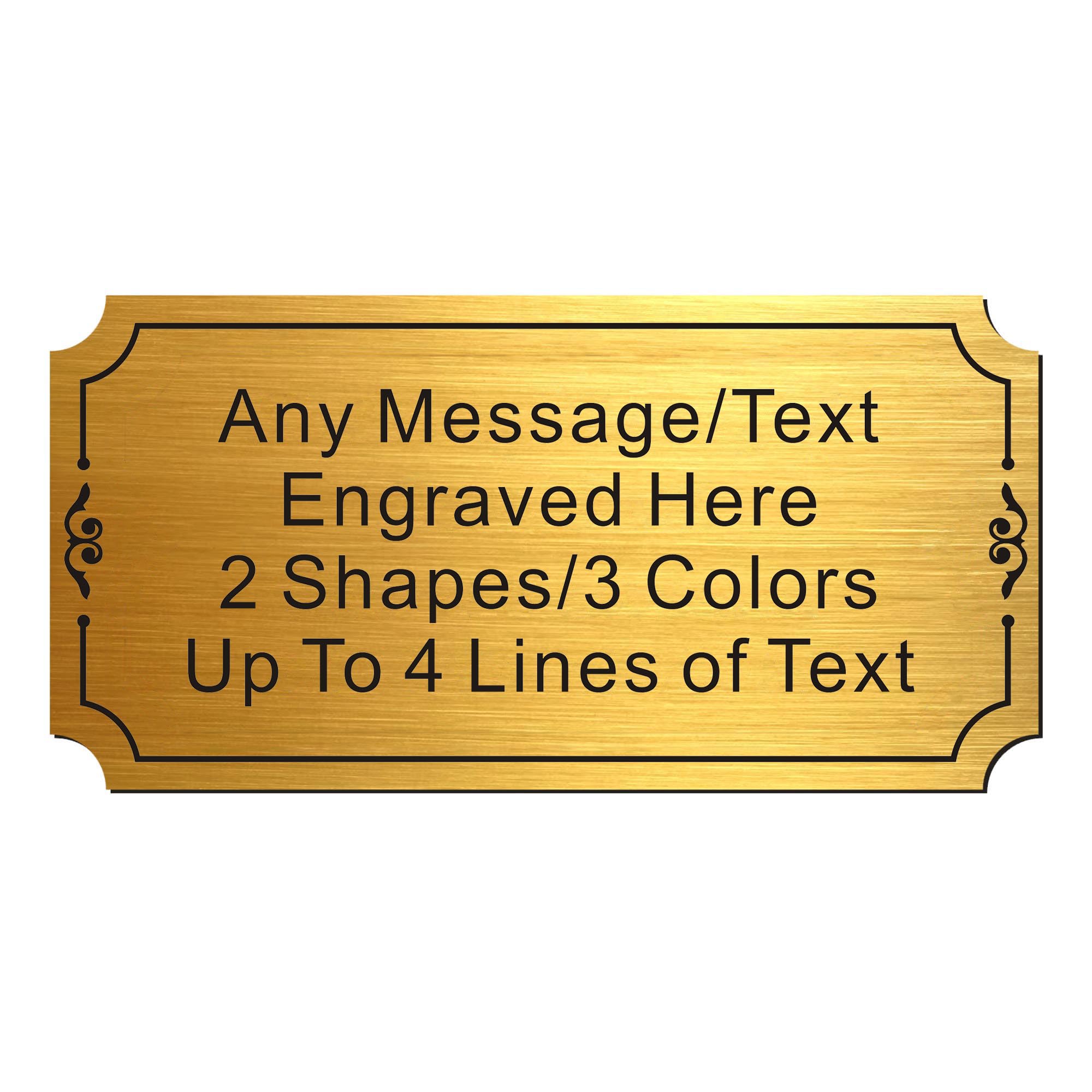 EDSG Personalised Engraved Name Plate, Stainless Steel Name Plaque with Any Text, Custom Memorial Plaques Name Labels Plaques for Urn, Trophy, Frames, Adhesive Backing (Gold-Square Corner, 2x4 in)