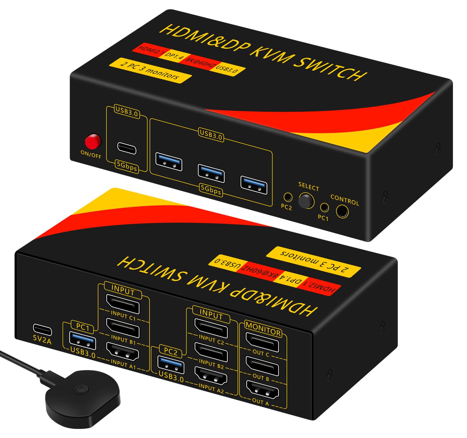 Photo 1 of newiedkvm KVM Switch, 2 PCs 3 Monitors 8K