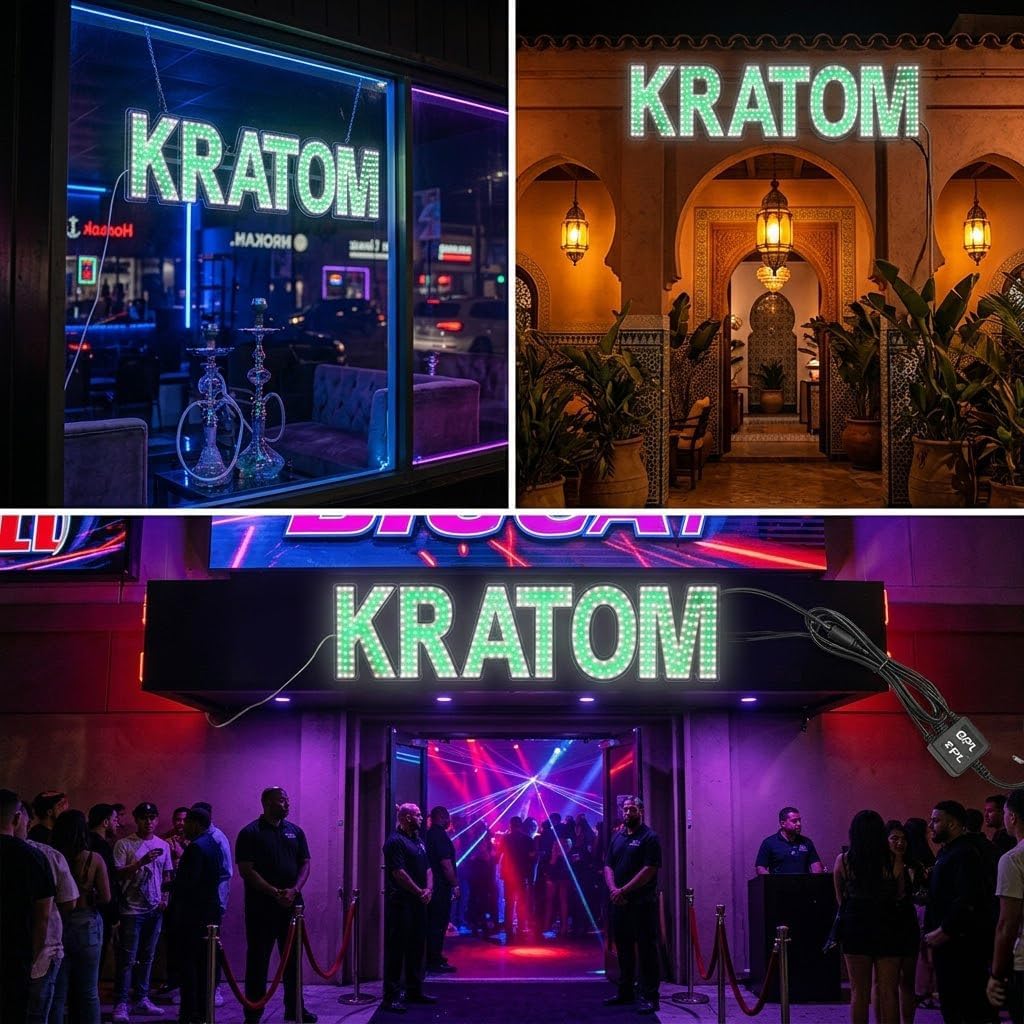 EPL KRATOM GREEN, LED 2G Blinking Sign, Eye-Catching, Super Bright, 8"x30" & Remote Control - Business decor, Storefront display