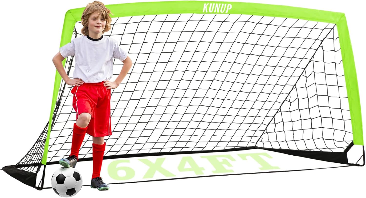 Kids Soccer Goal for Backyard, 5×3, 6×4, 9×5FT Easy Foldable Soccer Practice Net with Portable Carrying Bag for Toddler Youth Adult Soccer Training Equipment Outdoor Sports Game