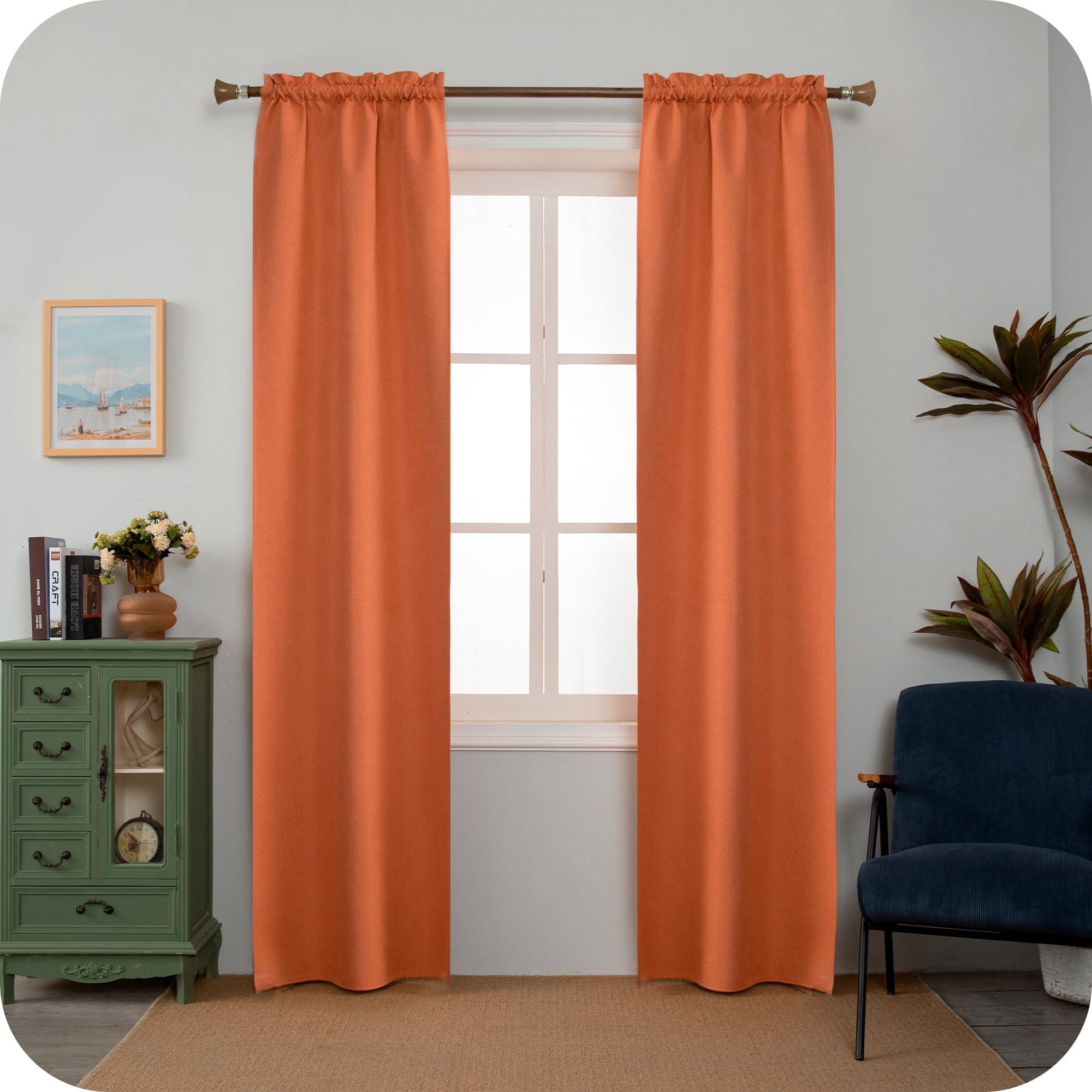 GIRASOLE HOME Paire de rideaux barbade thermiques totalement occultants 2 panneaux avec poche