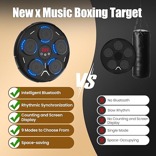 Miniatura 6 de Music Boxing Machine with Gloves, Smart Bluetooth Wall Mounted Boxing Equipment for Family Workout, Home Gym, Office & Kids Exercise, Gifts for