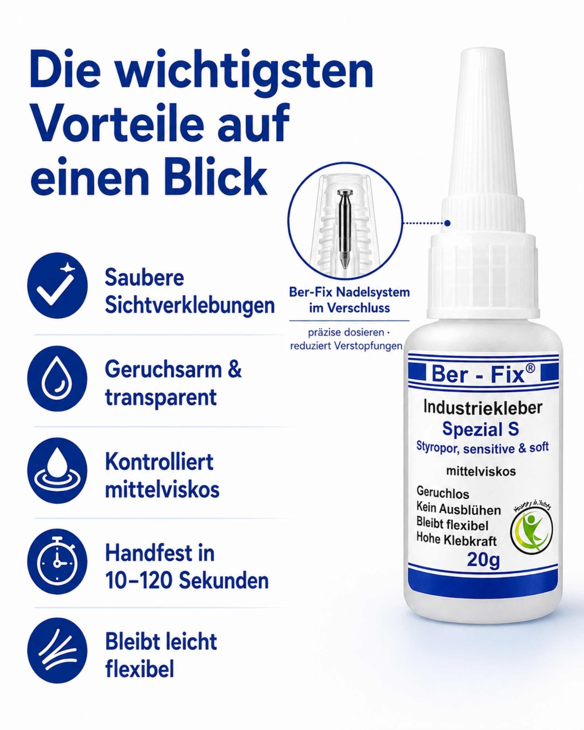 Ber-Fix Spezial S PMMA Acryl 50g + Leerflasche + Feindüsen