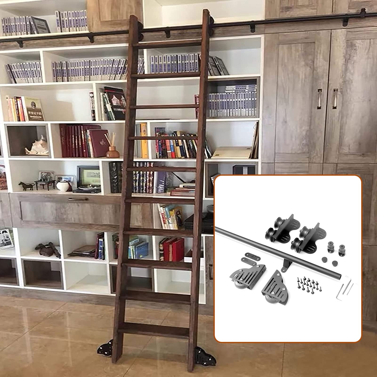 Rail de roulement pour échelle coulissante MiroDo kit complet de quincaillerie fluide