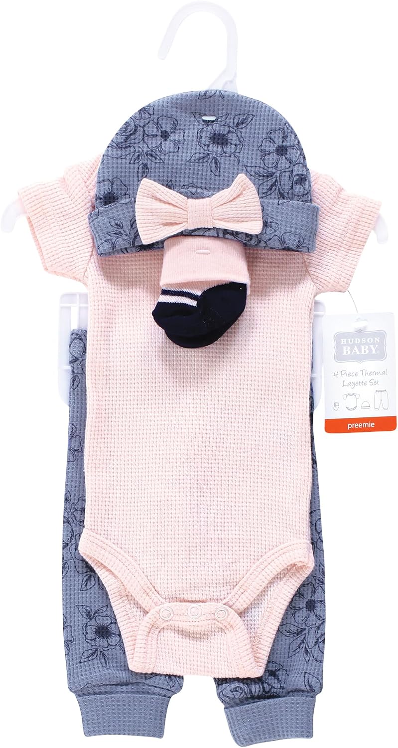 Hudson Baby Unisex Thermal Layette Set 4pc