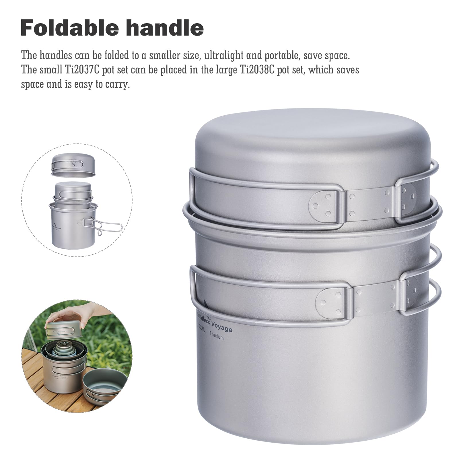 Batterie De Cuisine En Cuivre IBasingo Pot à Soupe à Vapeur En Titane Poêle à Frire Avec Couvercle Batterie De Cuisine De Camping 1900 ML Et 900 ML Casserole De Plateau De - 3